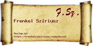 Frenkel Szíriusz névjegykártya
